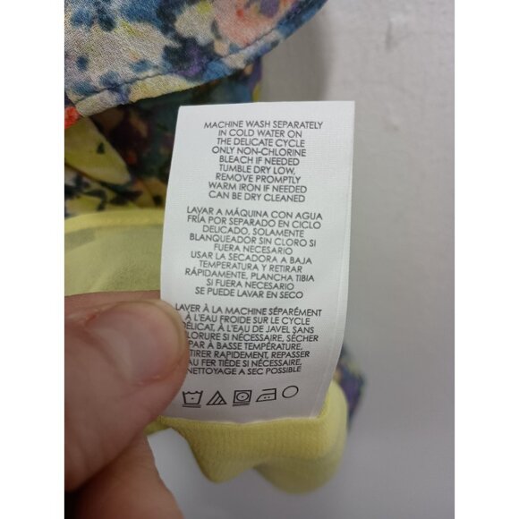 CAbi Womens Positano Layered BOHO Top XL Purple Yellow Floral Sleeveless  #5041 - Picture 6 of 8